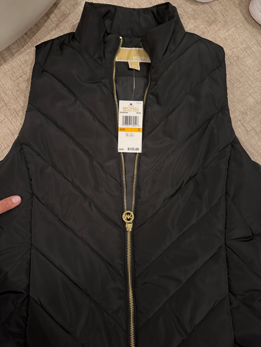 Michael Kors Black Quilted Vest with Gold-Tone Hardware